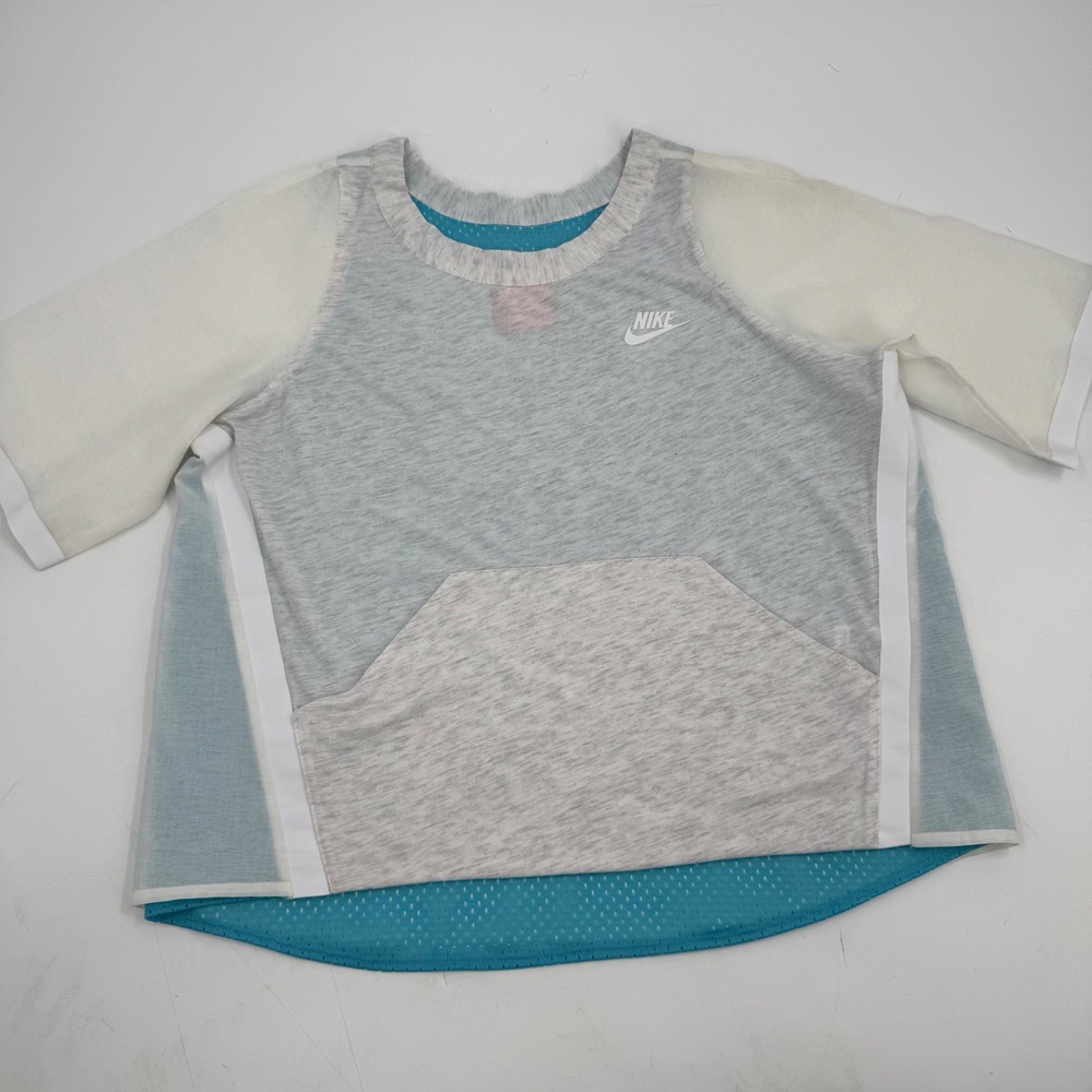 Nike Women's Colorblock Tunic Top Grey‎ White Blue Activewear Athleisure Size S